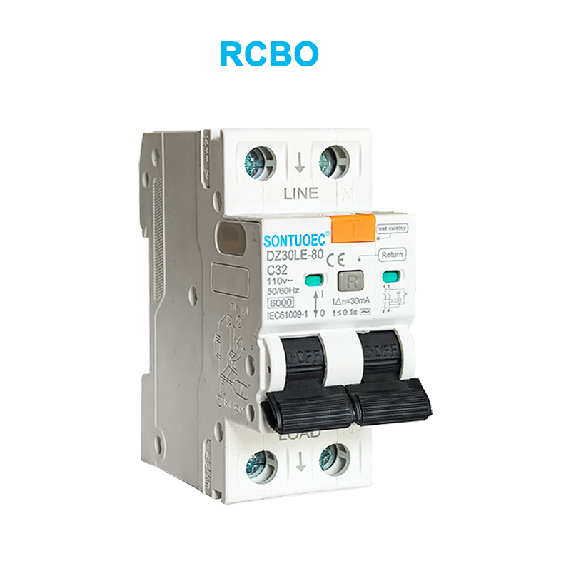 2p rò rỉ bộ ngắt mạch hiện tại 6KA IEC61009.1 RCBO chất lượng tiêu chuẩn